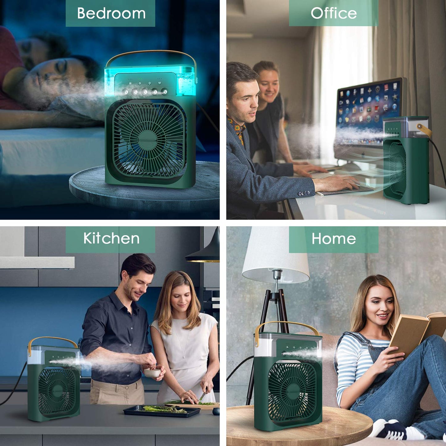 Portable Humidifier Air Cooler Fan Mini Cooler For Home With 3 Speed Mode, Mist Fan With Water Spray, 7 Color Led And Timer, Usb Personal Cooler Desk Fan(Usb Powered Mini Ac, Multicolor)